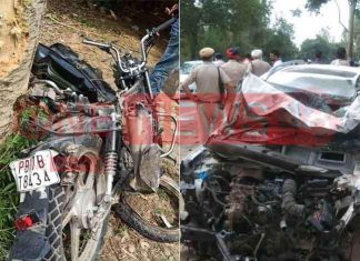 BIG ROAD ACCIDENT HOSHIARPUR तीन बच्चों सहित दंपति की मौत