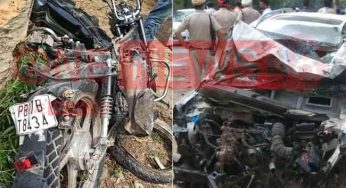 BIG ROAD ACCIDENT HOSHIARPUR तीन बच्चों सहित दंपति की मौत